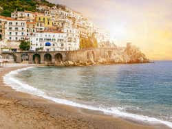 Amalfi beach at sunset
